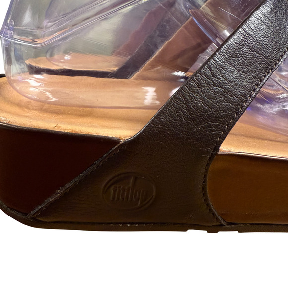 Fitflop Pietra Sandals Women 41/US9 Brown Jeweled Leather Thong Slides Comfort - Picture 11 of 16